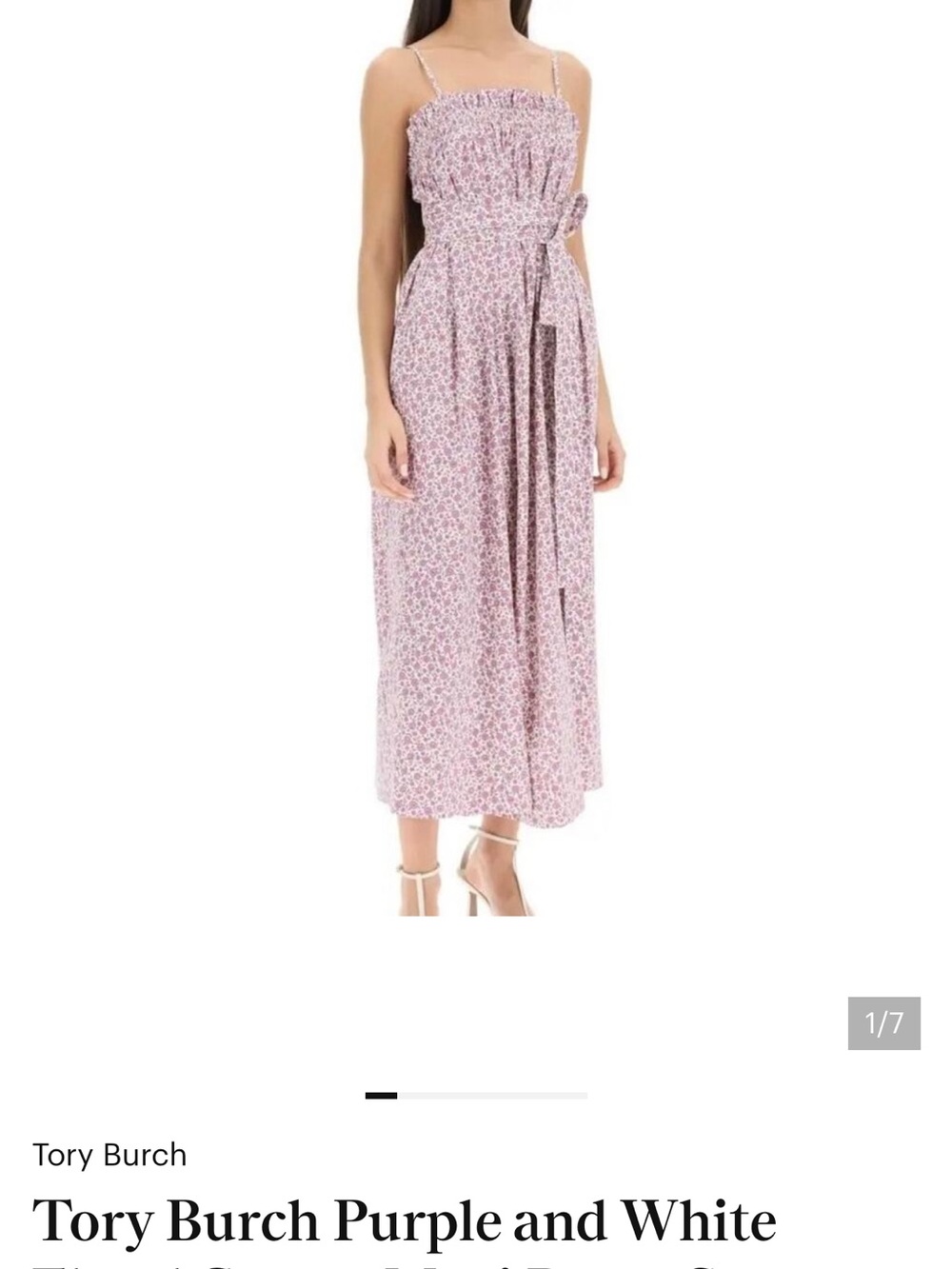 Tory Burch Lavender and White Floral Maxi Sundress